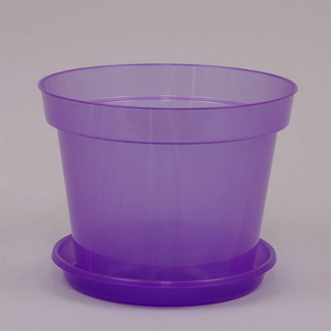 Горшок пластмассовый для орхидей с подставкой фиолетовый 13 см