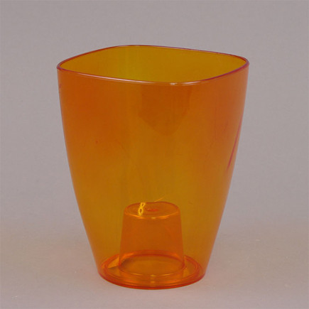 Горщик пластмасовий для орхідей Квадрат оранжевий 12х12 см