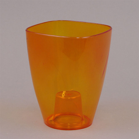 Горщик пластмасовий для орхідей Квадрат оранжевий 9х9 см